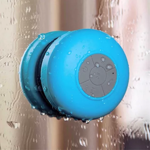 Haut-parleur Bluetooth pour douche et bain r&eacute;sistant aux &eacute;claboussures - Bleu