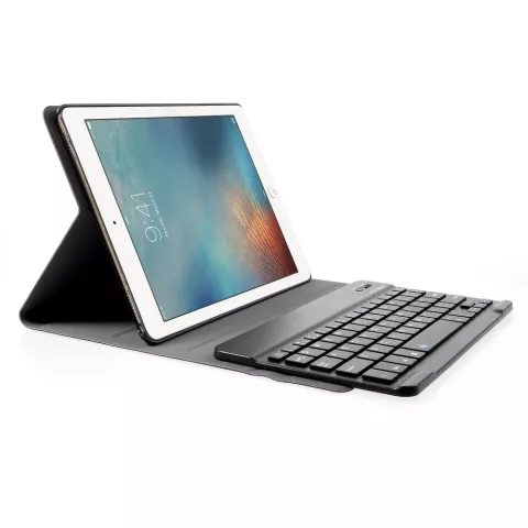 &Eacute;tui pour clavier QWERTY en cuir, housse Bluetooth compatible avec iPad 2017 2018 Pro 9.7 Air 2