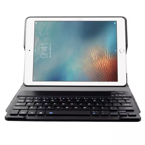 &Eacute;tui pour clavier QWERTY en cuir, housse Bluetooth compatible avec iPad 2017 2018 Pro 9.7 Air 2