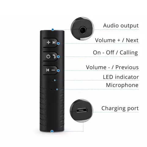 Adaptateur Bluetooth sans fil R&eacute;cepteur de musique Prise casque 3,5 mm - Kit voiture Haut-parleurs automatiques