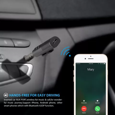 Adaptateur Bluetooth sans fil R&eacute;cepteur de musique Prise casque 3,5 mm - Kit voiture Haut-parleurs automatiques