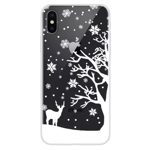 Housse de neige flexible de No&euml;l, &eacute;tui d&#039;hiver de No&euml;l compatible avec iPhone X XS - Transparent