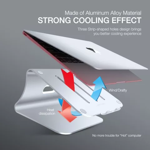 Support de fichiers Support ergonomique pour ordinateur portable en aluminium design compatible avec MacBook - Argent