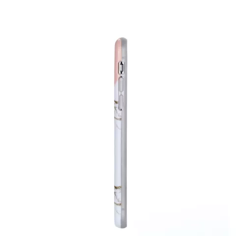 Coque flexible marbre ananas dor&eacute; marbre dor&eacute; compatible avec iPhone X XS - Rose Blanc