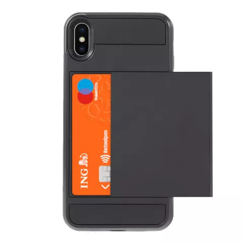 &Eacute;tui porte-cartes secret adapt&eacute; au portefeuille portefeuille rigide iPhone XS Max - Noir