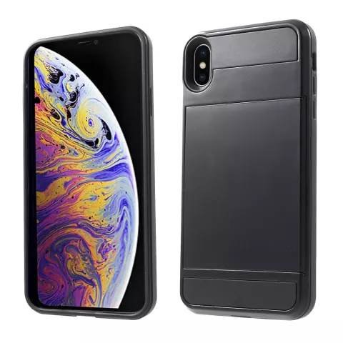 &Eacute;tui &agrave; cartes secret pour iPhone XS Max portefeuille rigide - Noir