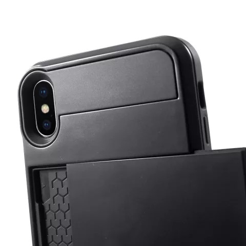 &Eacute;tui porte-cartes secret adapt&eacute; au portefeuille portefeuille rigide iPhone XS Max - Noir