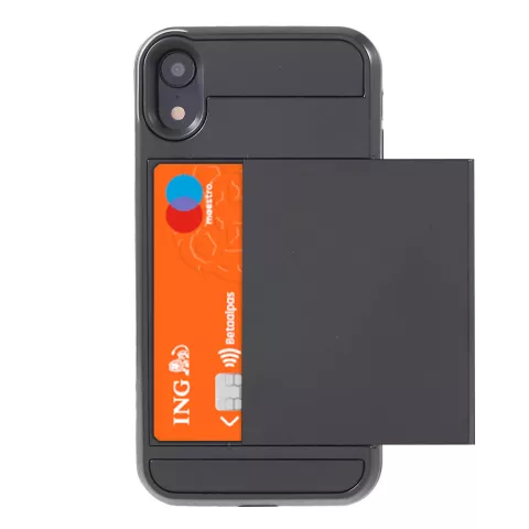 &Eacute;tui porte-cartes secret adapt&eacute; au portefeuille portefeuille rigide iPhone XR - Noir