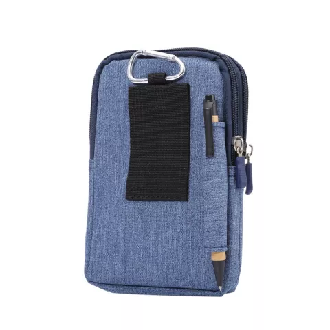 Sac de t&eacute;l&eacute;phone universel portefeuille Denim 3 compartiments sac de sport de survie - Mousqueton Bleu