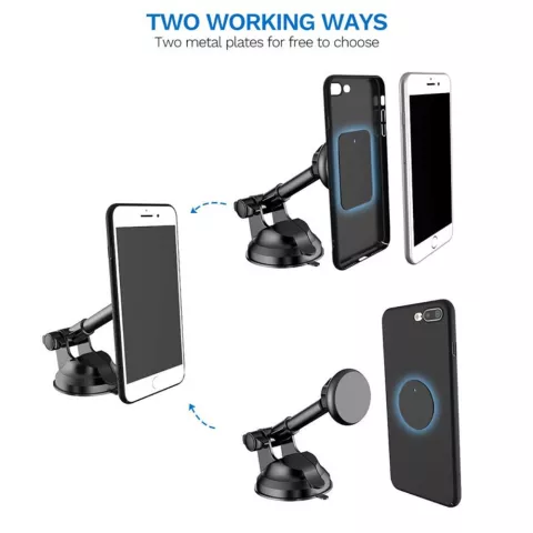 Support voiture magn&eacute;tique puissant universel voiture standard compatible avec iPhone Android - Noir