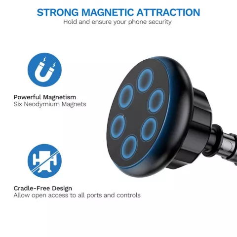Support voiture magn&eacute;tique puissant universel voiture standard compatible avec iPhone Android - Noir