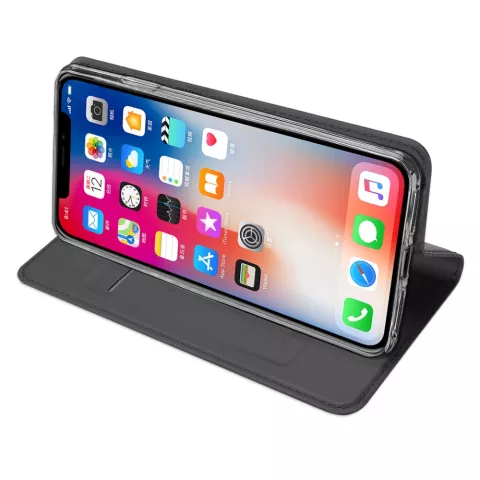 Dux Ducis Cover Booklet Case avec rabat en cuir compatible avec iPhone XS Max - Noir