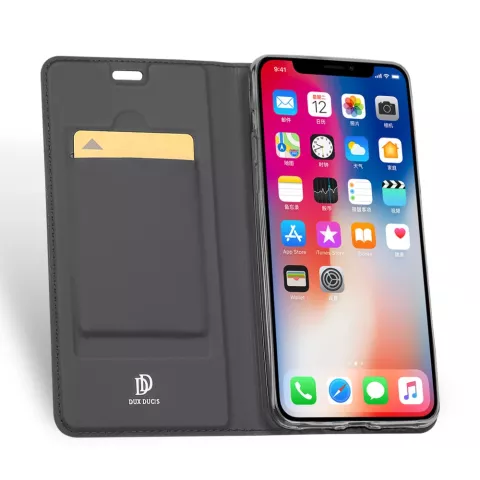 Dux Ducis Cover Booklet Case avec rabat en cuir compatible avec iPhone XS Max - Noir