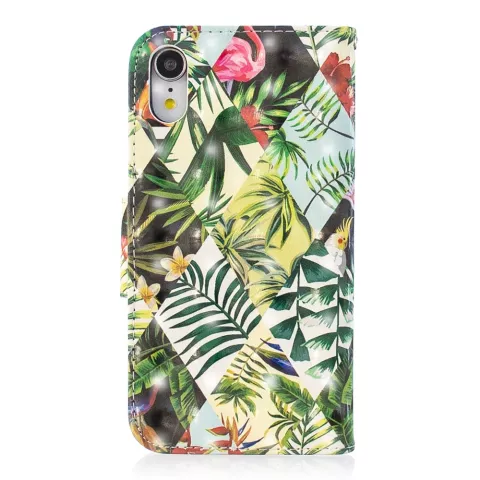 Couverture Booklet case jungle feuilles design compatible avec iPhone XR - Feuilles