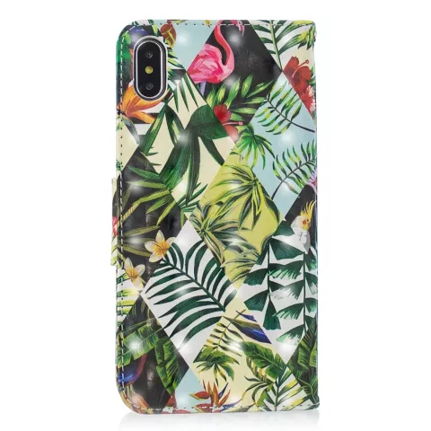 Couverture Booklet case jungle feuilles design compatible avec iPhone XS Max - Feuilles