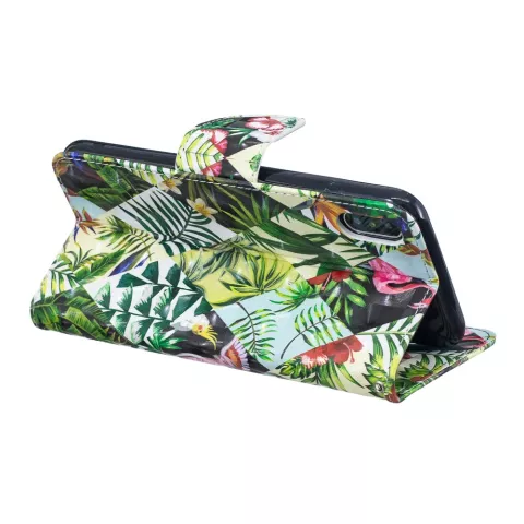 Couverture Booklet case jungle feuilles design compatible avec iPhone XS Max - Feuilles
