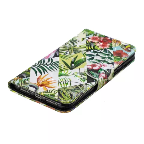 Couverture Booklet case jungle feuilles design compatible avec iPhone XS Max - Feuilles