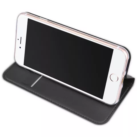 Dux Ducis Cover Booklet Case avec rabat en cuir compatible avec iPhone 7 8 - Noir