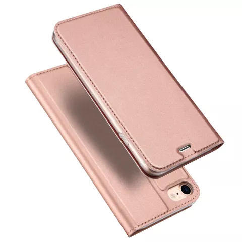 &Eacute;tui Dux Ducis Cover Booklet avec &eacute;tui en cuir &agrave; rabat pour iPhone 7 8 - Rose Gold