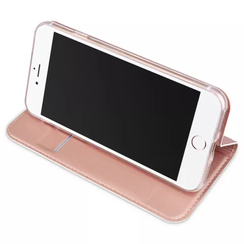 Dux Ducis Cover Booklet Case avec rabat en cuir compatible avec iPhone 7 8 - Or rose