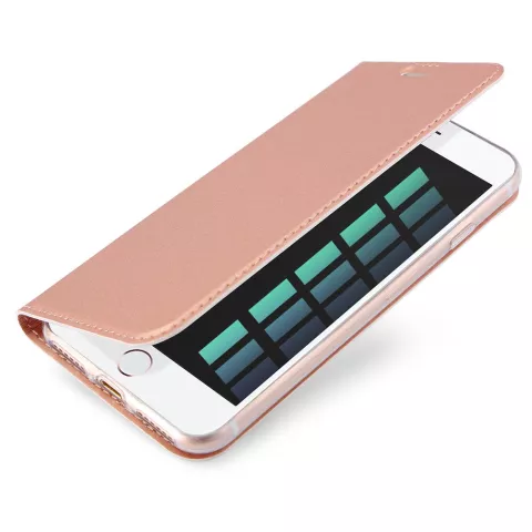 &Eacute;tui Dux Ducis Cover Booklet avec &eacute;tui en cuir &agrave; rabat pour iPhone 7 8 - Rose Gold