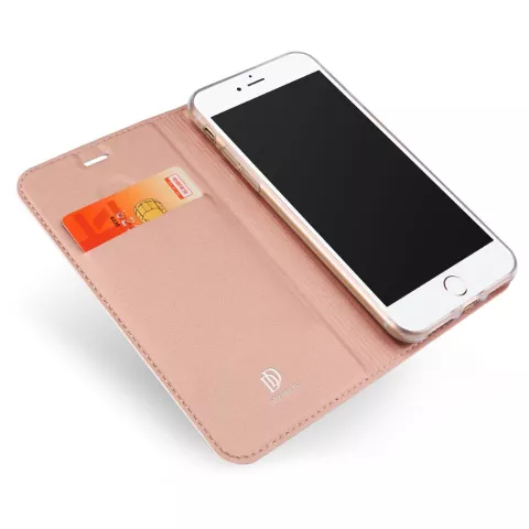 Dux Ducis Cover Booklet Case avec rabat en cuir compatible avec iPhone 7 8 - Or rose