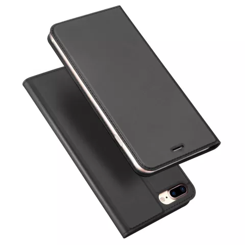 Dux Ducis Cover Booklet Case avec rabat en cuir compatible avec iPhone 7 Plus 8 Plus - Noir