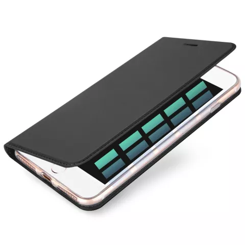 Dux Ducis Cover Booklet Case avec rabat en cuir compatible avec iPhone 7 Plus 8 Plus - Noir