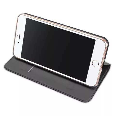 Dux Ducis Cover Booklet Case avec rabat en cuir compatible avec iPhone 7 Plus 8 Plus - Noir