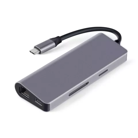 Hub PD USB-C multifonctionnel avec lecteur de carte SD TF HDMI 4K 2x adaptateur USB 3.0 RJ45 Gigabit Ethernet compatible avec MacBook