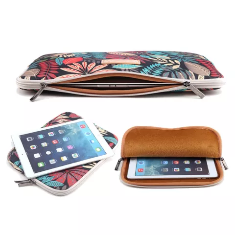 &Eacute;tui pour tablette &agrave; pochette en toile feuilles color&eacute;es compatible avec iPad mini - Noir