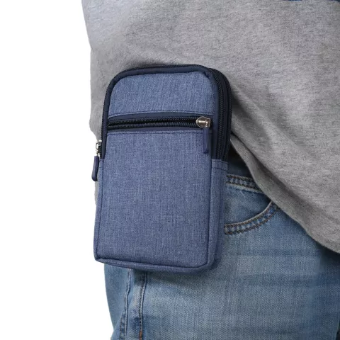 Etui universel pour t&eacute;l&eacute;phone portable Denim 3 compartiments survie sport bag - Blue Carabiner