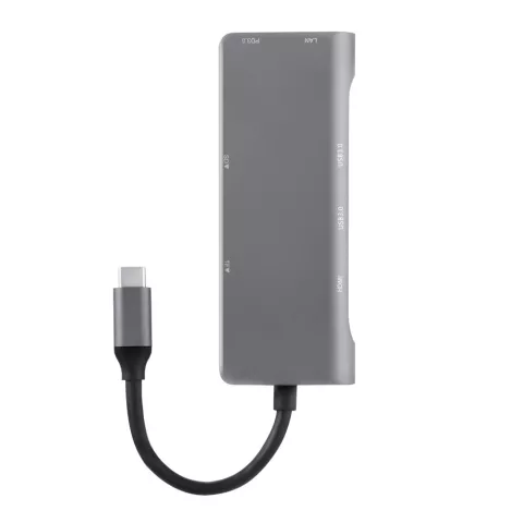 Hub PD USB-C multifonctionnel avec lecteur de carte SD TF HDMI 4K 2x adaptateur USB 3.0 RJ45 Gigabit Ethernet compatible avec MacBook