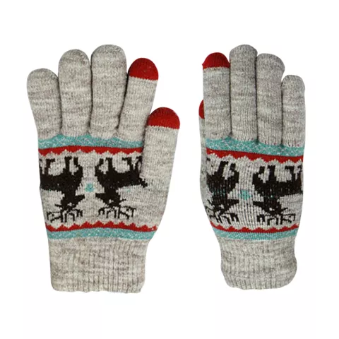 Gants Touch Tip Gloves Deer confortablement tricot&eacute;s - Gris