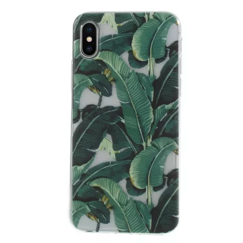 Coque en TPU Feuilles vertes compatible avec iPhone X XS - Coque Verte