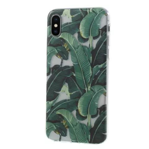 Coque en TPU Feuilles vertes compatible avec iPhone X XS - Coque Verte