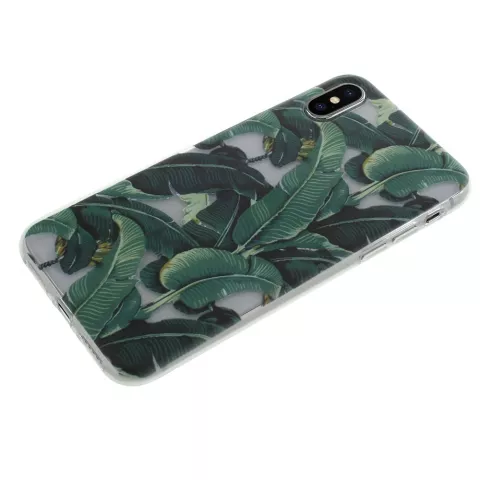 Coque en TPU Feuilles vertes compatible avec iPhone X XS - Coque Verte