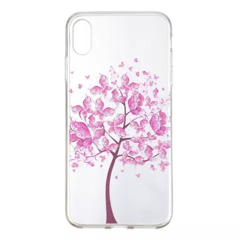 Coque iPhone XR TPU Arbre Floral Rose - Coque Transparente