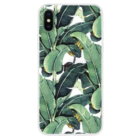 Coque Feuilles de Bananier compatible avec iPhone XS Max TPU Case - Couverture Verte