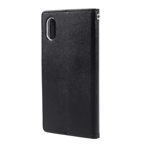 Coque iPhone X XS MERCURY GOOSPERY Bravo Similicuir - &Eacute;tui Portefeuille Noir