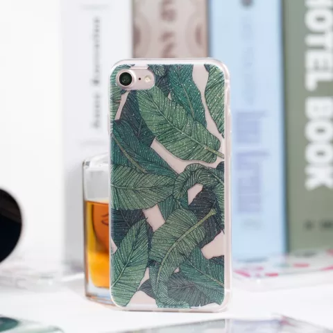 Coque TPU Poudre Paillet&eacute;e compatible avec iPhone 7 8 SE 2020 SE 2022 - Feuilles Vertes