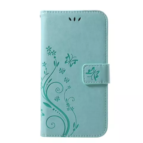 Vlinder Wallet &Eacute;tui en simili cuir compatible avec iPhone XR TPU Case - Cyan