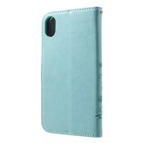 Vlinder Wallet &Eacute;tui en simili cuir compatible avec iPhone XR TPU Case - Cyan