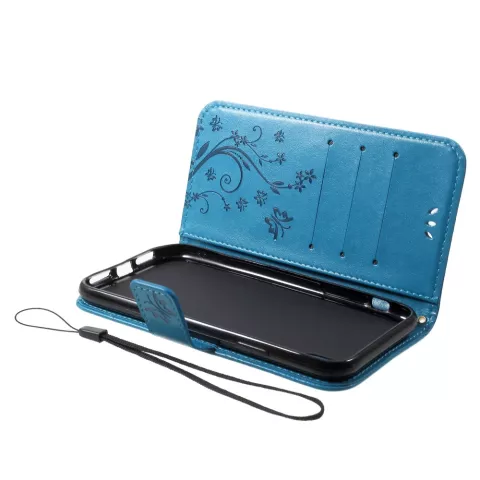 &Eacute;tui TPU en simili cuir portefeuille papillon compatible avec iPhone XR - &Eacute;tui bleu