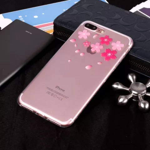 Coque Flower TPU pour iPhone 7 Plus 8 Plus - Transparente