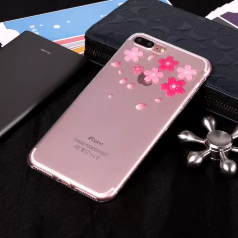Coque en TPU Fleur la couverture compatible avec iPhone 7 Plus 8 Plus - Transparente