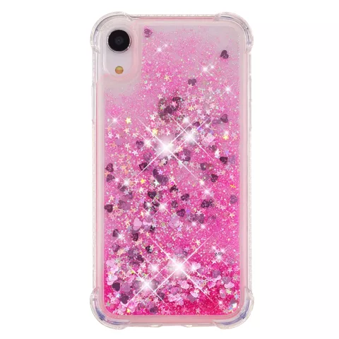&Eacute;tui de protection en poudre scintillante TPU compatible avec iPhone XR - &Eacute;tui rose