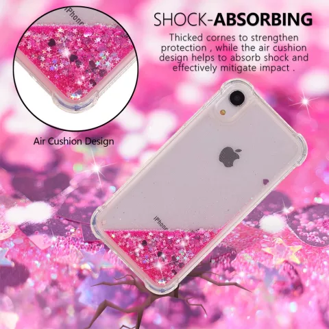 &Eacute;tui de protection en poudre scintillante TPU compatible avec iPhone XR - &Eacute;tui rose