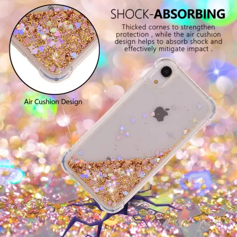 TPU de protection en poudre de paillettes mobiles &eacute;tui compatible avec iPhone XR - &Eacute;tui dor&eacute;