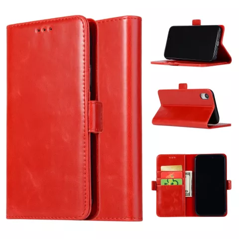 &Eacute;tui portefeuille en similicuir TPU compatible avec iPhone XR - Rouge